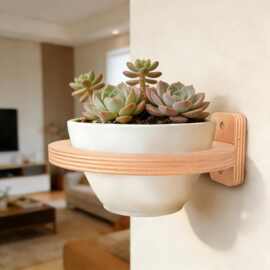 墙上木质花架壁挂式家居花盆装饰收纳架实木创意花瓶底座置物架