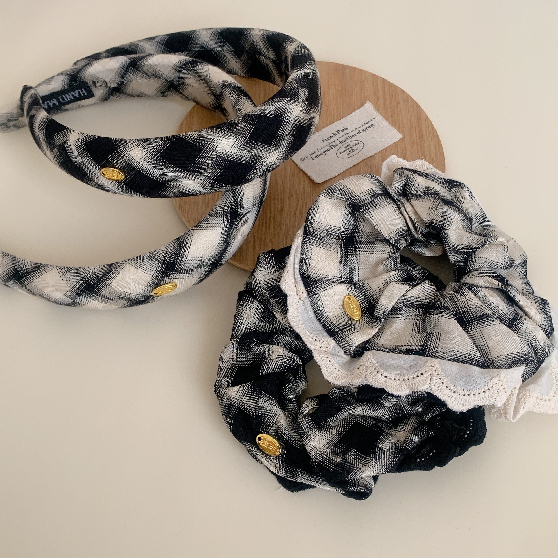 16g Weight Women's Simple Style Commute Checkered Cloth Hair Tie