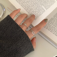 日韓簡約氣質愛心戒指女2021年新款潮小眾設計感鏤空開口食指戒潮