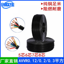 纯无氧铜RVV AVVR5 6 7 8芯*0.12 0.2 0.3平方阻燃护套电源信号线