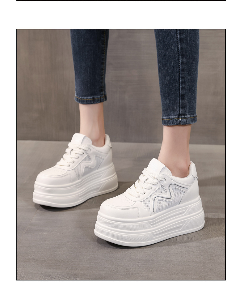 Giày sneaker nữ đế dày tăng chiều cao phong cách thể thao — màu be chi tiết 13