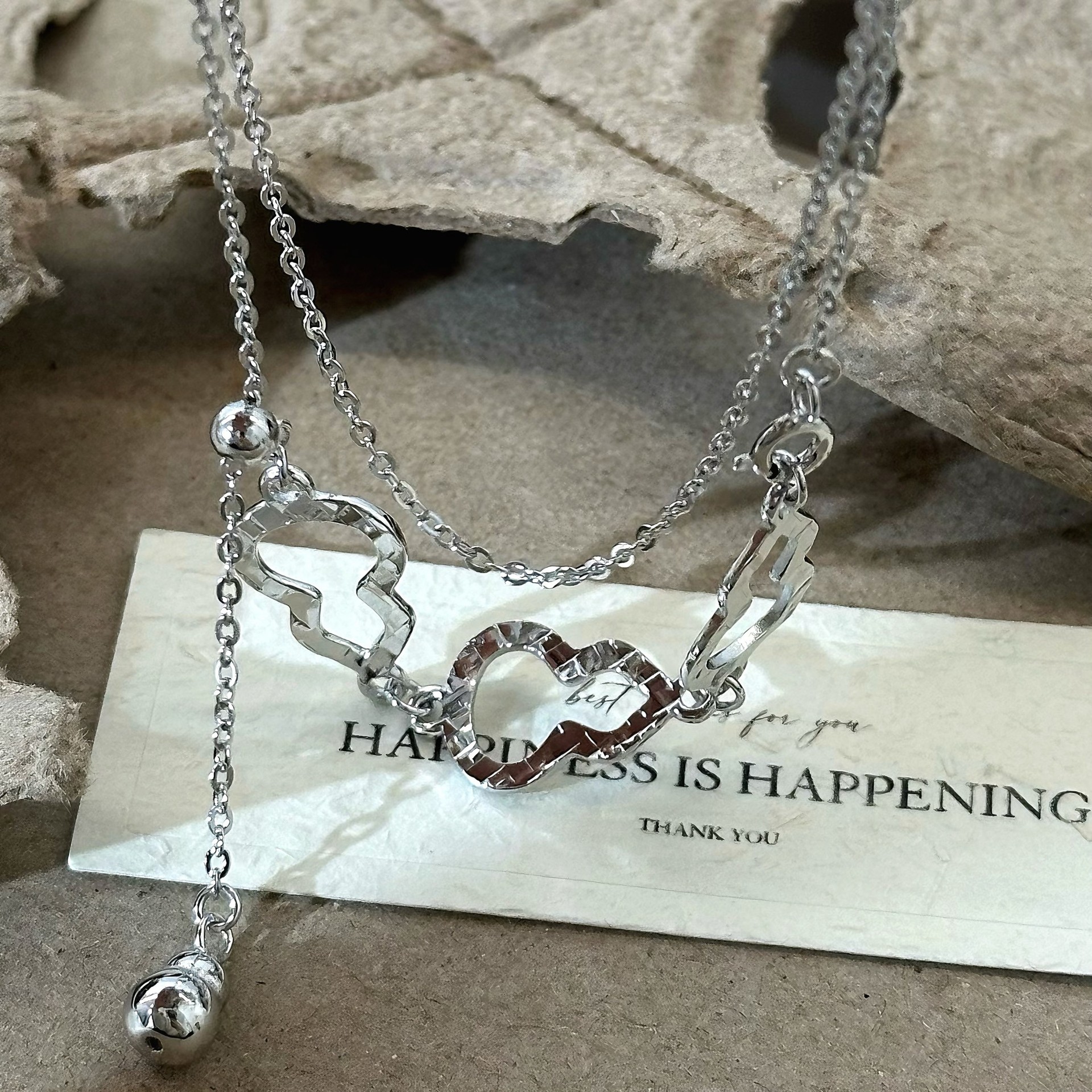 S925纯银镂空葫芦项链女小众设计气质百搭套链福禄拼接抽拉链百搭