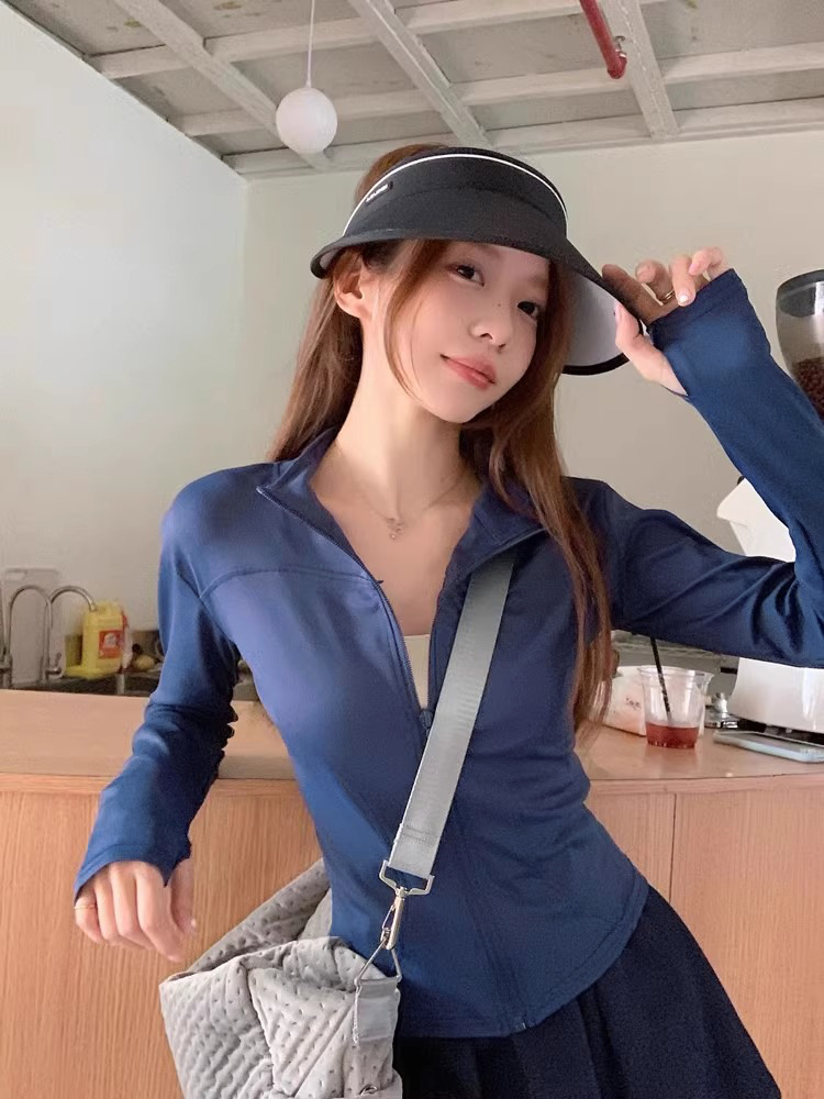 Windproof Slim Yoga Clothes Women's Stand-up Collar Zipper Sports Top Fitness Clothes Women_desvips.com