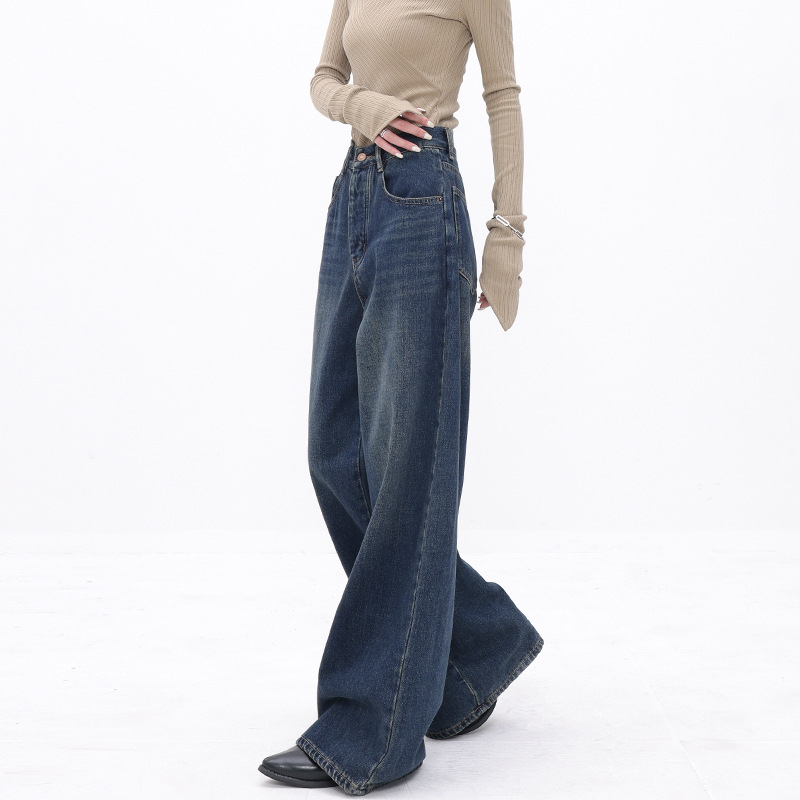 Loose Washed Old Wide Leg Women's Jeans