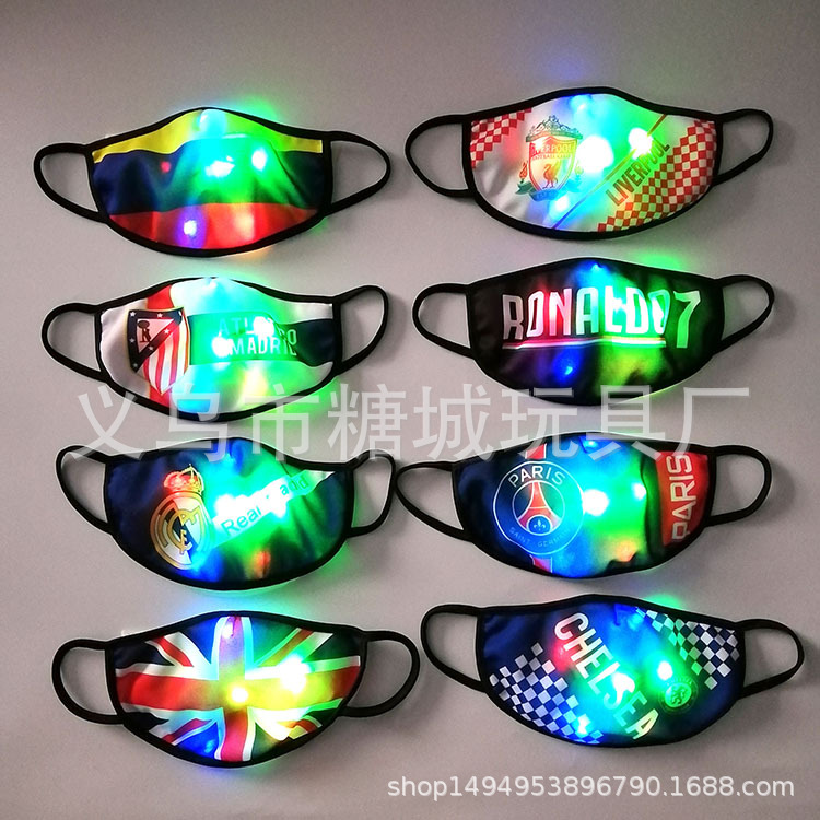 Máscara luminosa UEFA equipo de fútbol personalizado LED colorido flash máscara estadio bar discoteca equipo de salto transfronterizo