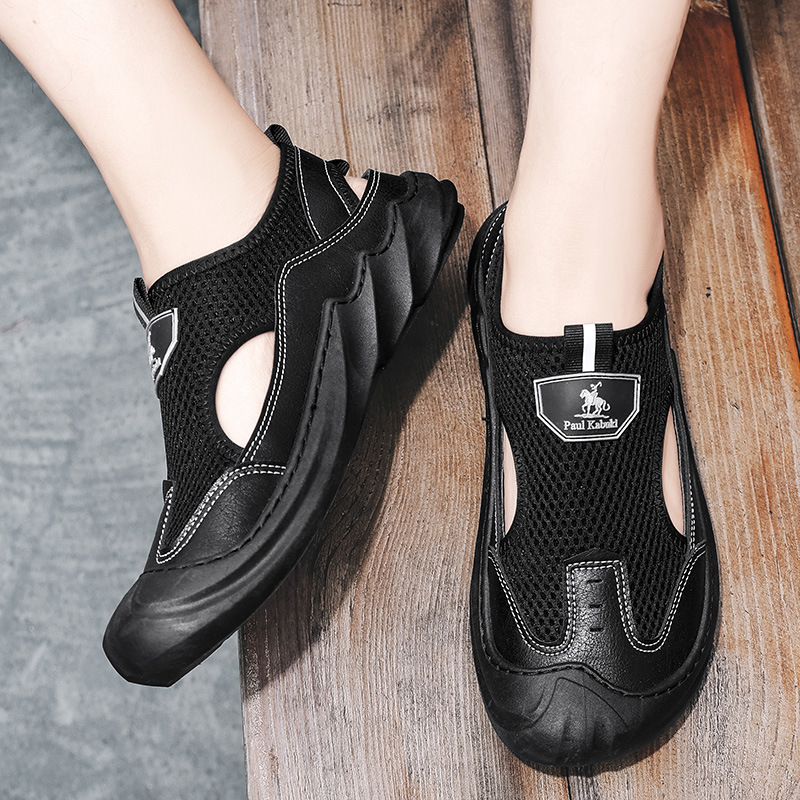 Sandalias para hombres 2024 verano nuevo respirado ocio de suela gruesa zapatos de moda zapatos deportivos antideslizantes de cabeza agujero