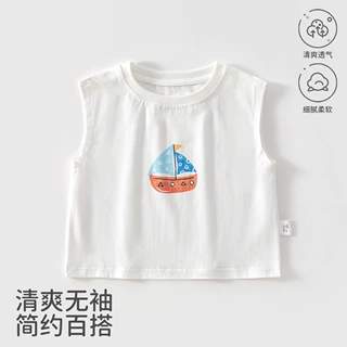 儿童透气无袖背心夏季清爽亲肤宝宝卡通印花无袖上衣柔软舒适