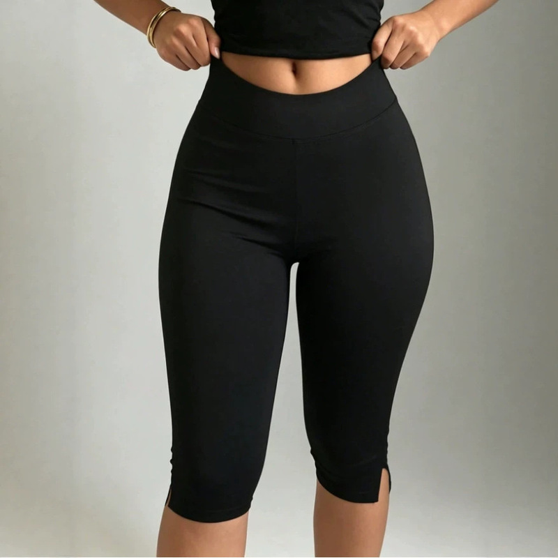 2026 European and American cross-border solid color simple comfortable casual slim-fit mid-length pants for foreign trade, AliExpress fashion versatile shorts