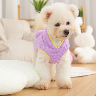 New dog clothes pet clothes autumn and winter double-sided plush turtleneck warm cute traction ring factory direct sales