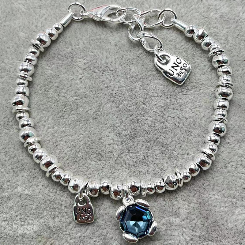 European and American Hot-Selling Spanish Uno Bracelet for Women, Blue Crystal Zirconia String Jewelry, Gemstone Bracelet, Jewelry Gift with Geometric Elements