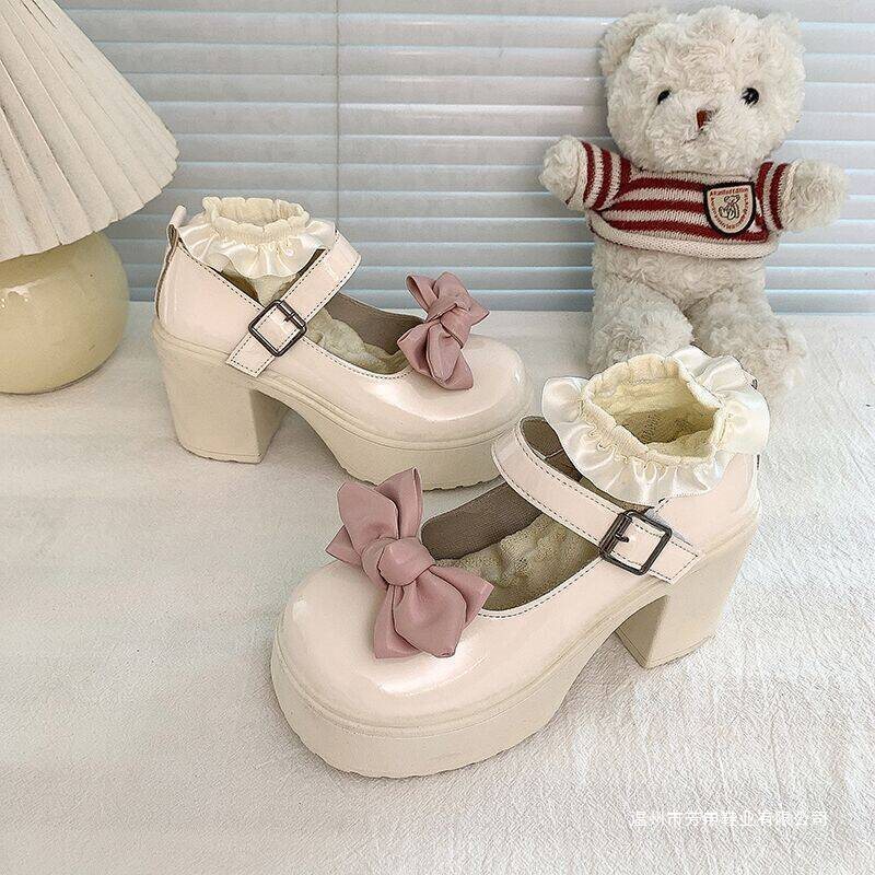Japanese Lolita Sweet & Cool Mary Jane Leather Shoes 2026 New Summer Platform Bowknot JK Single Shoes ins