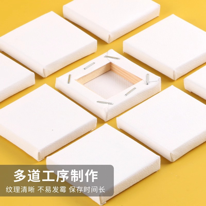 迷你小画框 儿童绘画丙烯颜料DIY空白棉画布桌面木制画架组合套装