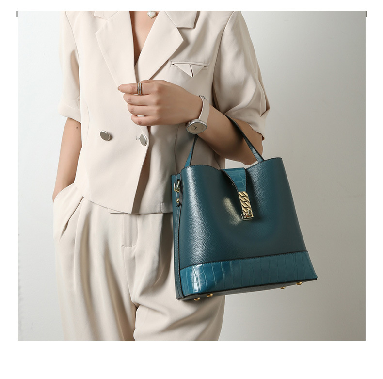656g Weight Polyester Lining Material Lock clasp Closure Type Single Shoulder Strap Strap Type Crossbody Bag Bags Type Daily Occasion Pu Leather Material Solid Color Pattern All Seasons Season Women'S Gender Fashion Style Bucket Shape Medium Size Women's Medium Pu Leather Solid Color Fashion Bucket Lock Clasp Crossbody Bag 5