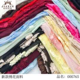 爆款新款绣花面料盘带绣多色时装礼服晚礼服牡丹花盘带绣花面料