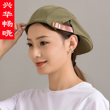 调节透气贝雷帽印LOGO餐厅奶茶店厨房烘培后厨服务员工作前进帽子