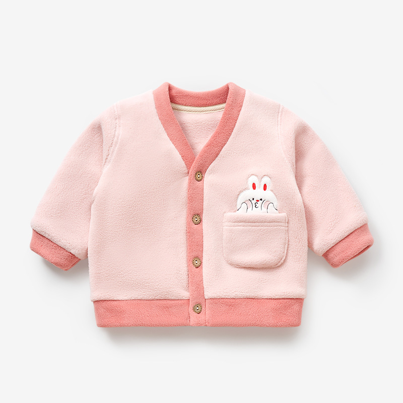 Abrigo de bebé Primavera, otoño e invierno abrigo forrado de lana para niños y niñas desgaste exterior cálido estilo occidental ropa bebé ropa de otoño