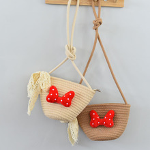 藤编儿童篮子斜跨编织包可爱搭配包草编女士单肩沙滩包托特包