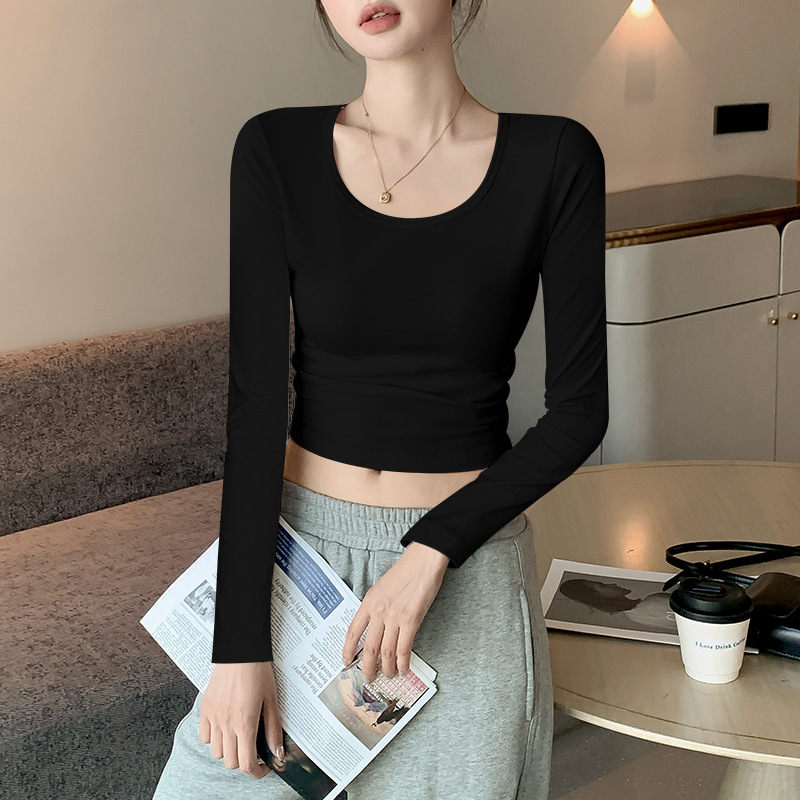 블랙 [순면 쇼트 스타일] 라운드넥