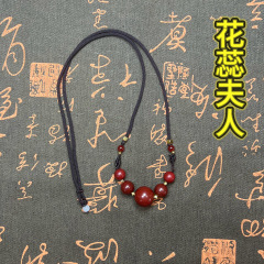 纯天然原创DIY合香珠花蕊锁骨链中药药香珠手工编绳可调节项链