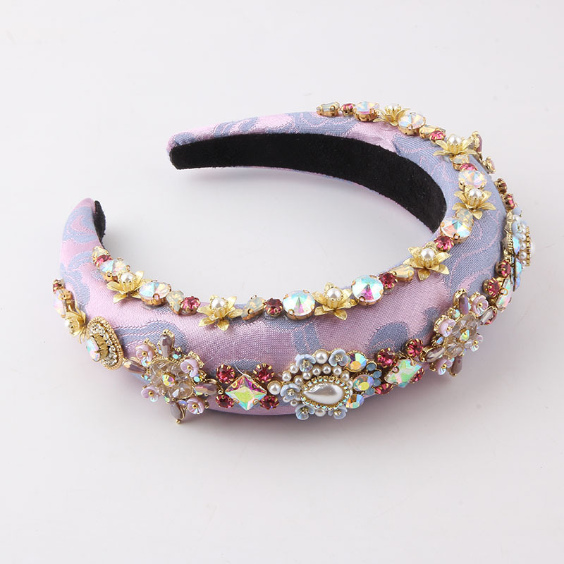 Inlay Design Baroque Style Style Baroque Style Flower Sponge Inlay Rhinestone Pearl Hair Band