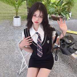 2026夏季连衣裙子女学院风韩版ins甜辣妹气质短裙包臀裙JK制服女