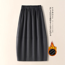 高腰灰色半身裙女秋冬2025新款显瘦加绒加厚蓬蓬裙灯笼裙a字长裙