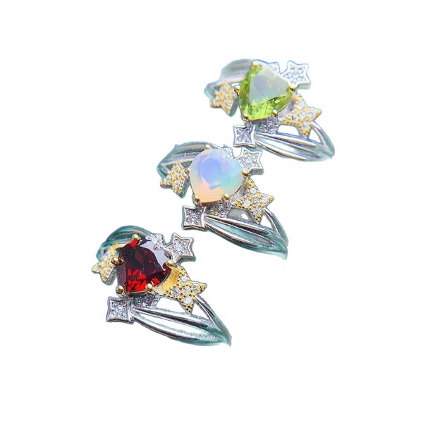 organic fashionable trend universal ring pomegranate heart shaped