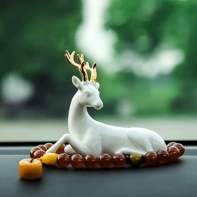 Car ornaments – Girls Men New High-End - send-anti-skid-mat-lying-deer-red-agate-gear-beads