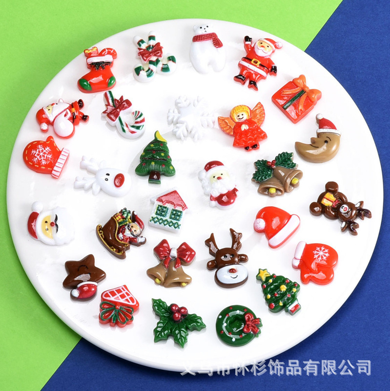 クリスマス樹脂パッチdiy材料クリームゴム携帯ケースヘアピンアクセサリー装飾雪花手作り滴ゴム部品