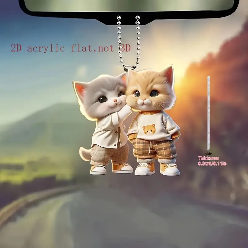 Nuevo material acrílico de gato lindo transfronterizo, accesorios de mochila para coche plano, decoración del hogar