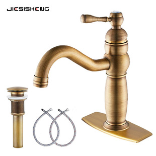 Antique Faucet Brass Hot and Cold European Style Bathroom Cabinet Basin Washbasin Basin Retro Splash-Proof Faucet Home