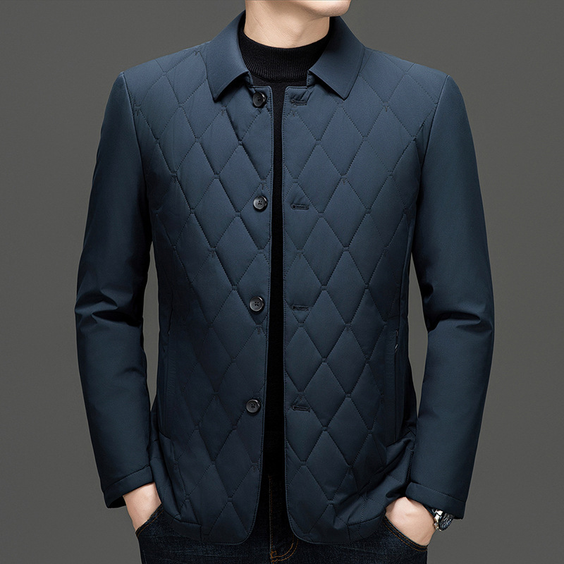 Brand High-End Silk Cotton Jacket 2025 Autumn and Winter Middle-Aged and Elderly Men's Casual Jacket Diamond Pattern Cotton Coat Brand High-End Silk Cotton Jacket 2025 Autumn and Winter Middle-Aged and Elderly Men's Casual Jacket Diamond Pattern Cotton Coat