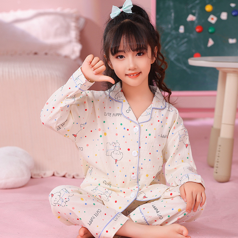 Pijamas infantiles primavera y otoño nubes de algodón encantador dibujos animados manga larga niña madre e hija ropa para el hogar