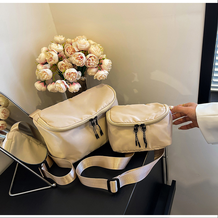 ins休闲斜挎包女生2024日系腰包胸包宽肩带大小号运动包小方包