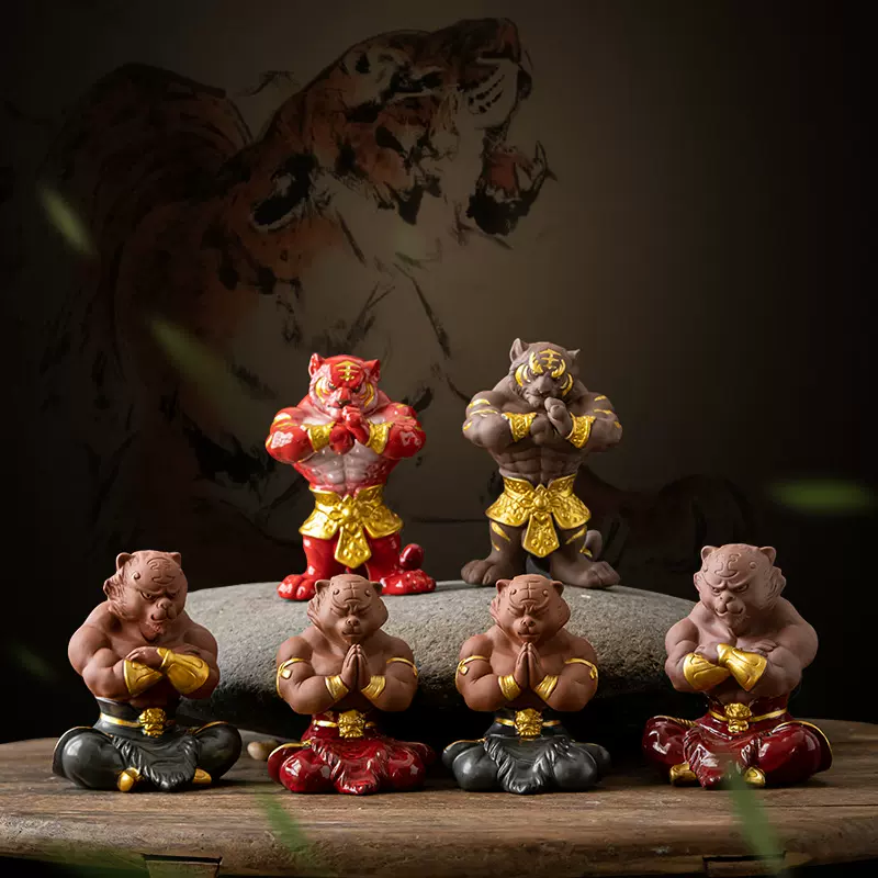 紫砂大老虎茶宠摆件精品 创意动物虎年吉祥物 家居客厅装饰工艺品