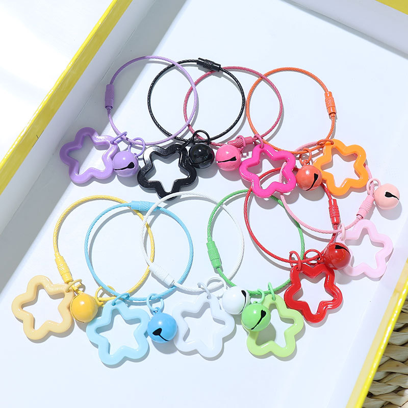 Wholesale Colorfulful Five-Pointed Star Bell Keychain Acrylic Cut Out Pendant Bag Headphone Cover Keychain Pendant