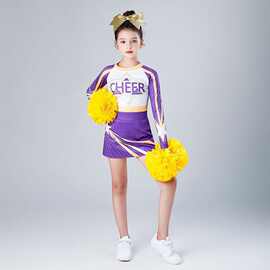 儿童啦啦操演出服长袖女童拉拉队比赛服中小学生运动会团体操服装