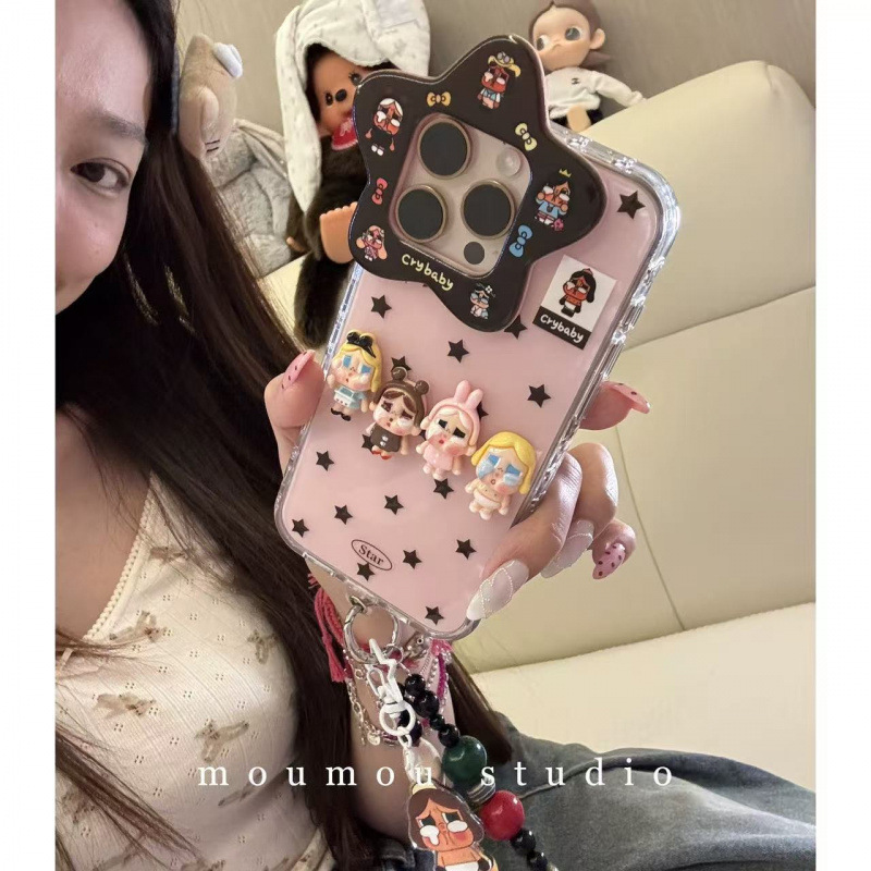 可爱星星镜头图案立体哭娃适用iPhone16promax苹果15手机壳14新款|undefined