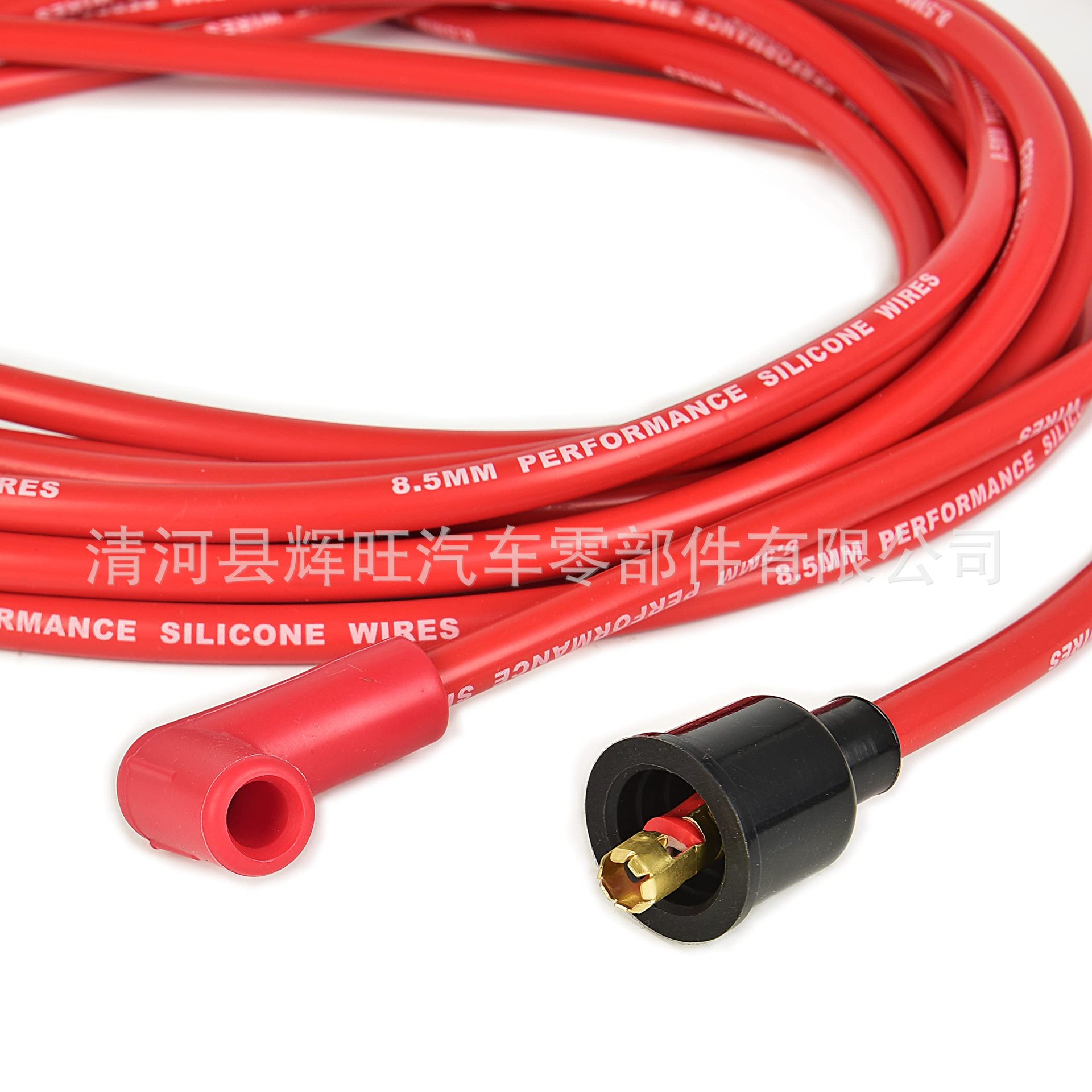 8mm Spark Plug Wire Set with Red Silicone Sheath and 90-Degree Elbow, Can Replace Rlp-4041