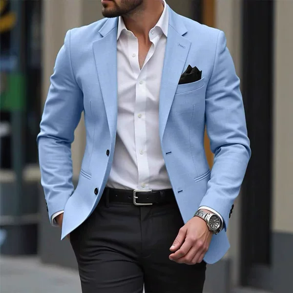 2026 Cross-Border Foreign Trade Single-Breasted Two-Button Solid Color Blazer Men's Casual Slim Fit Suit Jacket Men