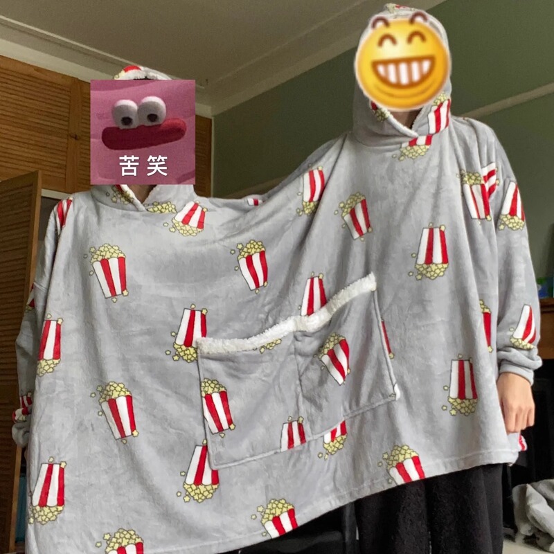 Popcorn Couple's Double One-Hooded Pajamas Intimate Funny Home Clothes Loose Girlfriend Spooky One-Hooded Sweater Popcorn Couple's Double One-Hooded Pajamas Intimate Funny Home Clothes Loose Girlfriend Spooky One-Hooded Sweater