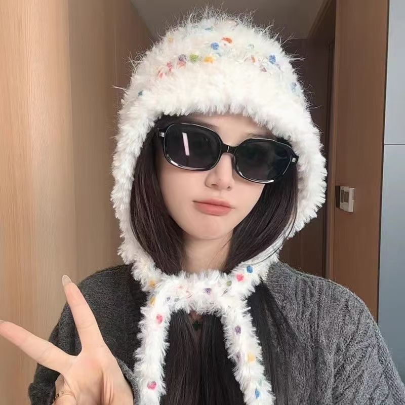 川西旅游镂空针织帽子女出游百搭流苏绑带安可雷穿搭毛线套头冷帽|undefined