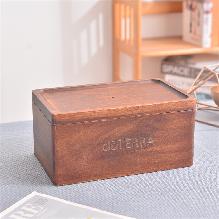 创意木质精油收纳木盒批发木质饰品整理盒天盖式分格精油收纳盒