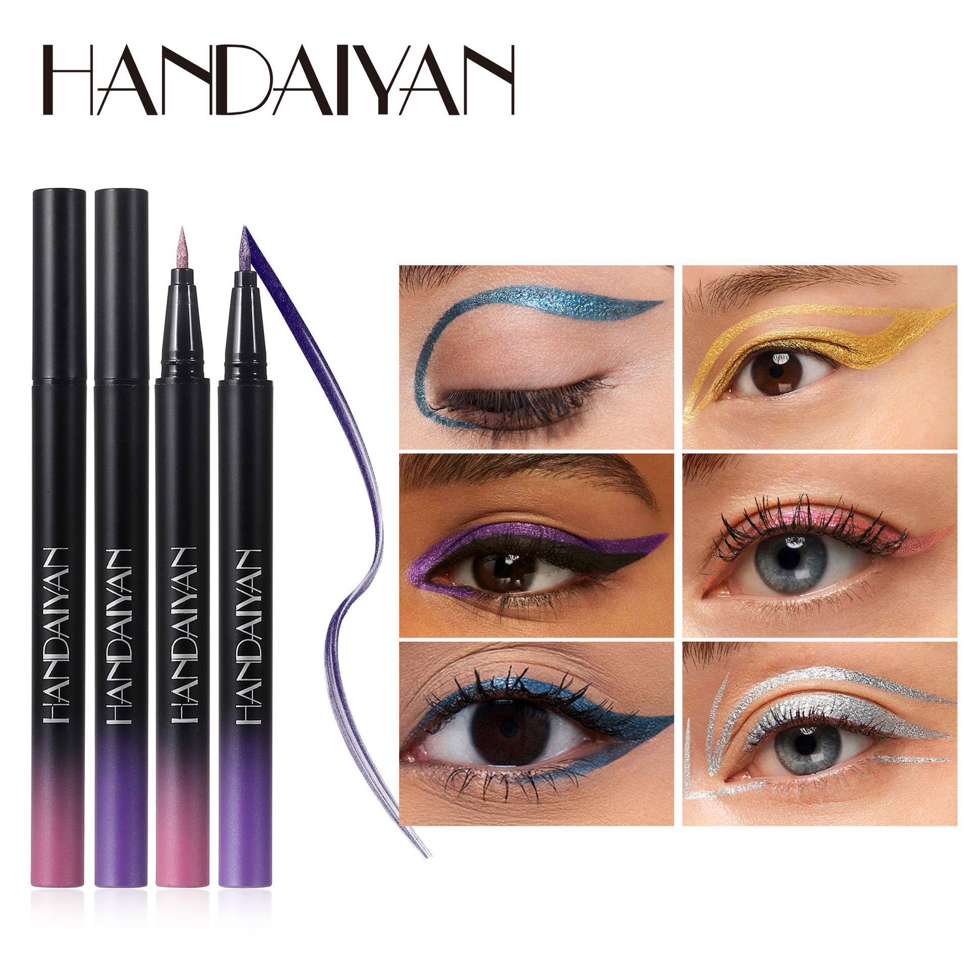 Transfronterizo perlada delineador de ojos impermeable duradero impermeable no cristalizantehandaiyan ultra fino metal delineador de ojos líquido