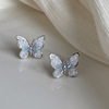 Blue crystal, design brand retro earrings, gradient, trend of season