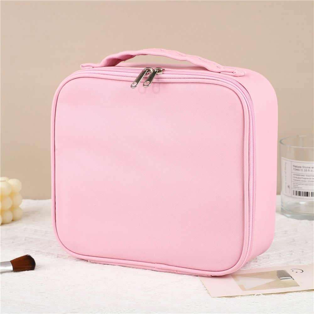 Estuche de maquillaje portátil de gran capacidad, de alta gama, con compartimentos, para mujer, bolsa de maquillaje portátil de viaje