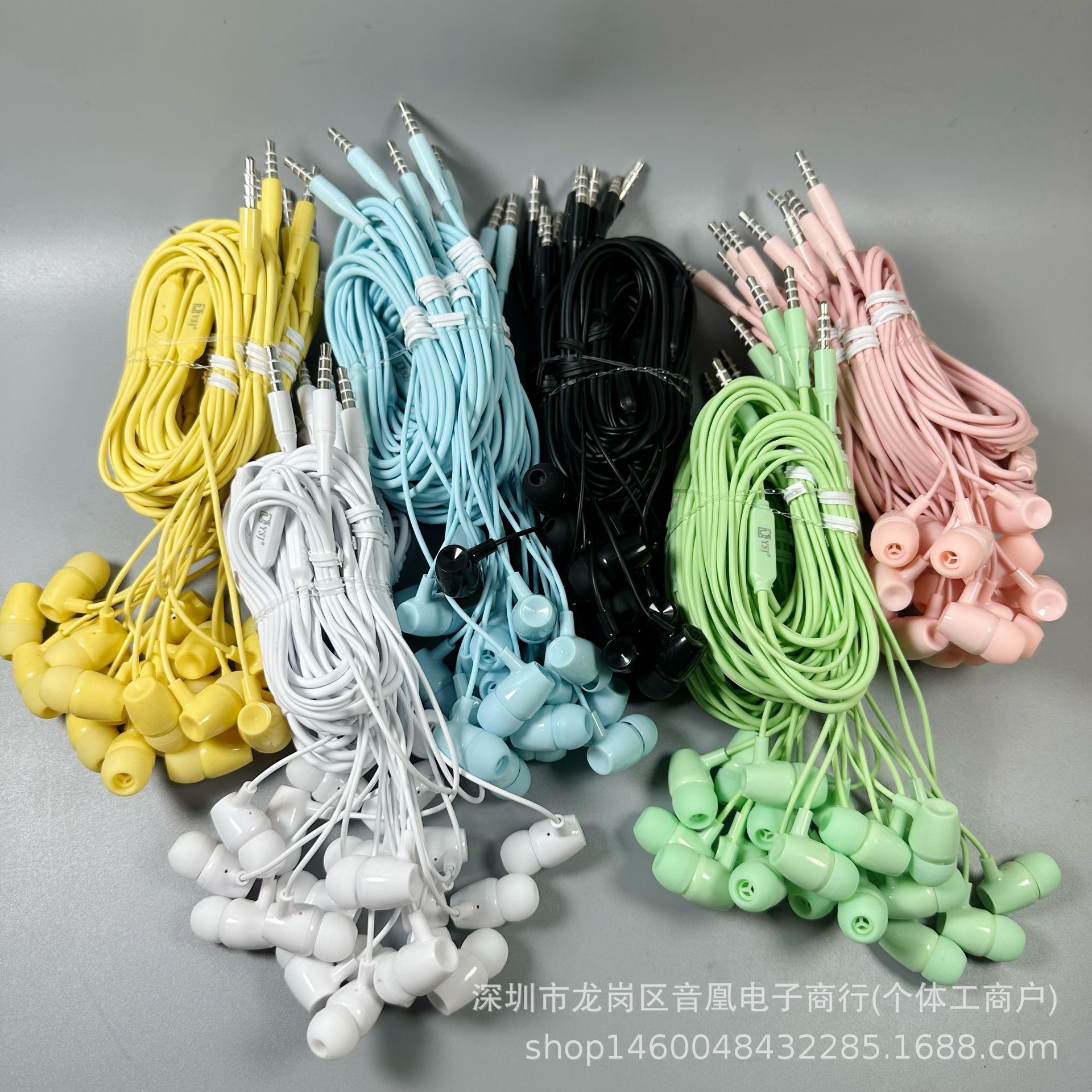 Colorful Macaron Wired Mobile Phone Earphones, Semi-In-Ear, 3.5mm Round Jack, High-Quality Sound, Popular at Street Stalls