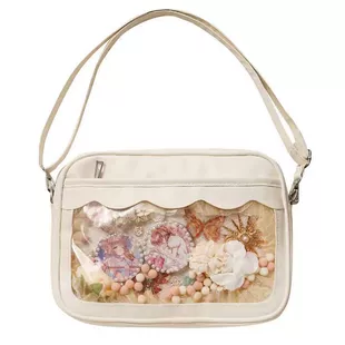 PU Transparent One-Shoulder Crossbody Bag, 28×20×7 cm, Japanese-style Cute Cartoon DIY