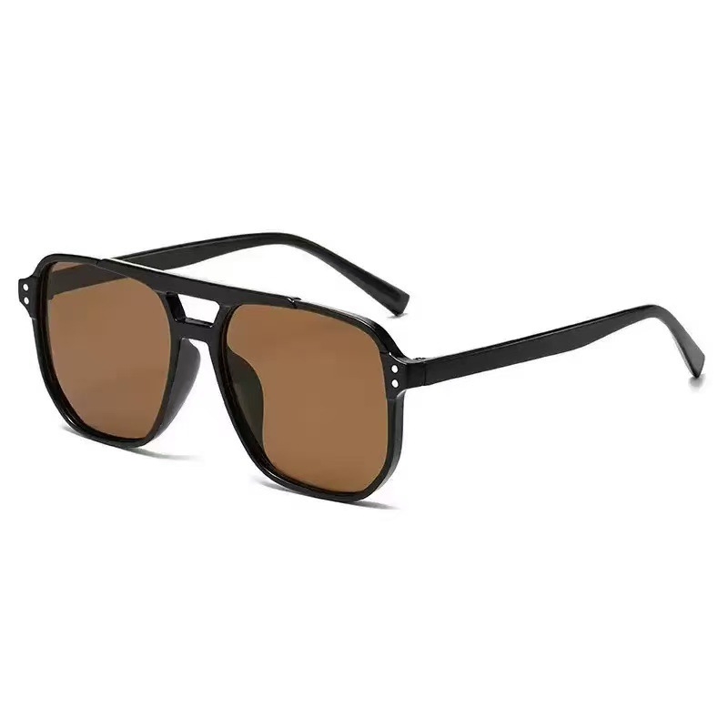Gafas de sol vintage de doble puente, estilo transfronterizo, modernas y sencillas, con montura grande y lentes de estilo oceánico.
