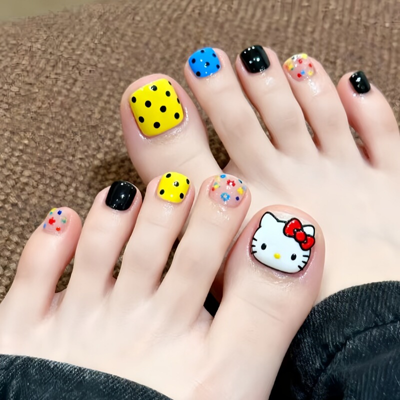 J144-New Spring and Summer Dopamine Hello Kitty Polka Dot Cute and Detachable Toenail Stickers That Enhance Complexion J144-New Spring and Summer Dopamine Hello Kitty Polka Dot Cute and Detachable Toenail Stickers That Enhance Complexion